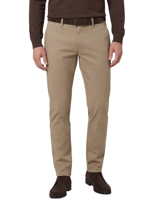 Brax Fabio pantalon effen camel katoen wijde fit - Image 1