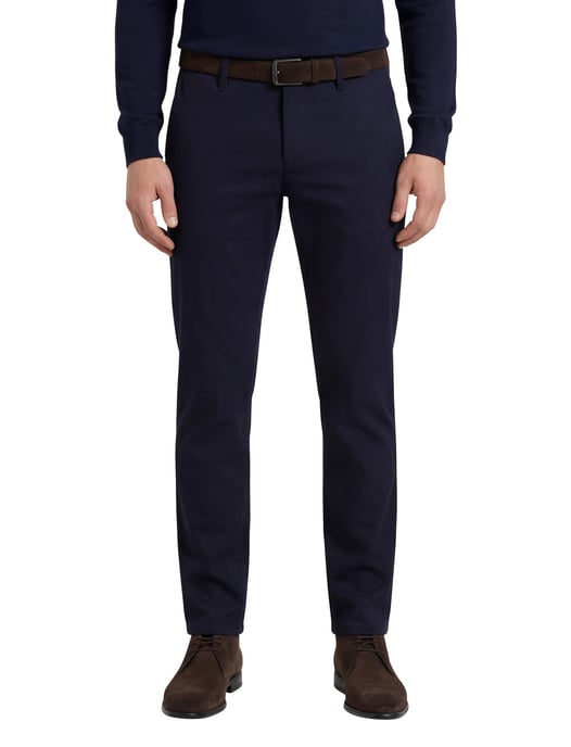 Broek effen donkerblauw slim fit katoen effen - Image 1
