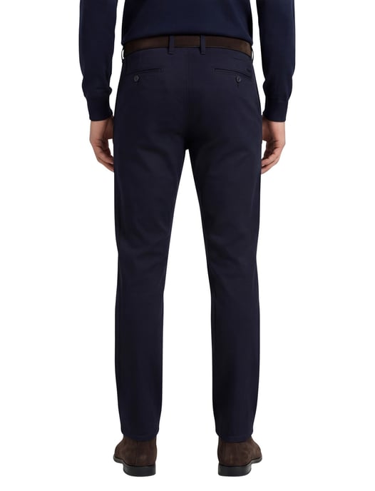Broek effen donkerblauw slim fit katoen effen - Image 2