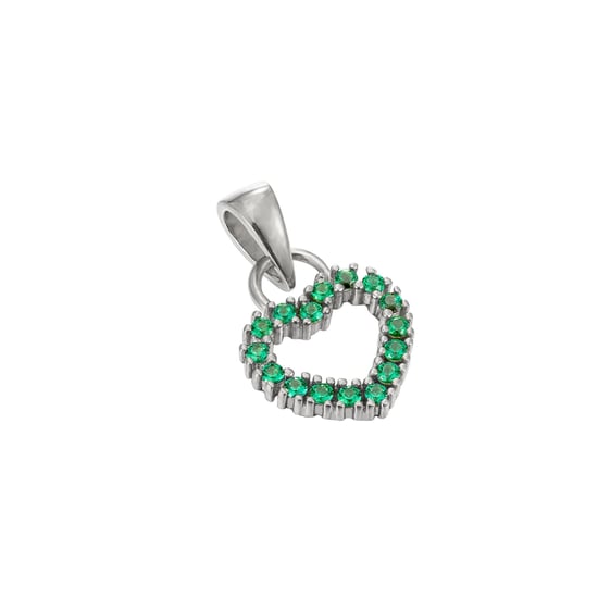 Sterling Silver Emerald Heart Charm - Image 1