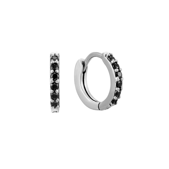 Sterling Silver Black CZ Hoop Earrings - Image 1