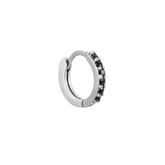 Sterling Silver Black CZ Hoop Earrings - Image 2