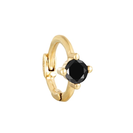 18ct Gold Plated Black CZ Tiny Hoop Earrings - Image 3