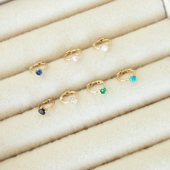 18ct Gold Plated Black CZ Tiny Hoop Earrings - Image 5