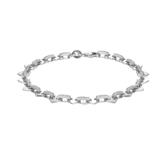 Sterling Silver Heart CZ Mariner Chain Bracelet - Image 3