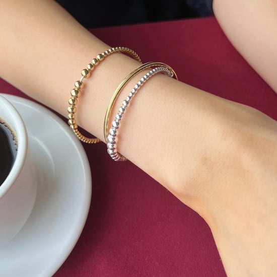 18ct Gold Plated Bead Torque Bangle - Image 5