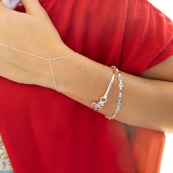 Sterling Silver Heart CZ Mariner Chain Bracelet - Image 5