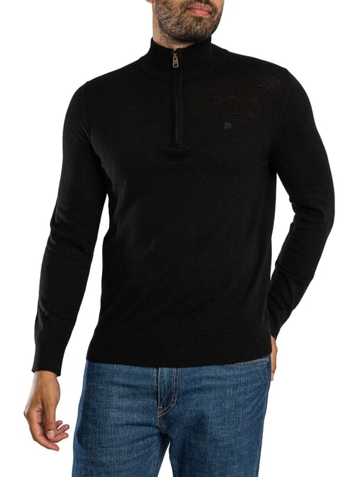 Superdry Ess LW Wollen Mix Gebreide Trui Met Halve Rits, Zwart - Image 2