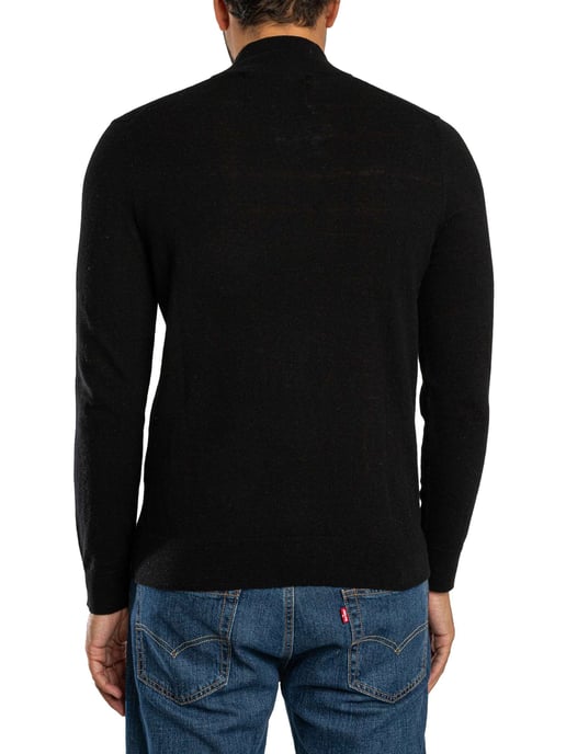 Superdry Ess LW Wollen Mix Gebreide Trui Met Halve Rits, Zwart - Image 3