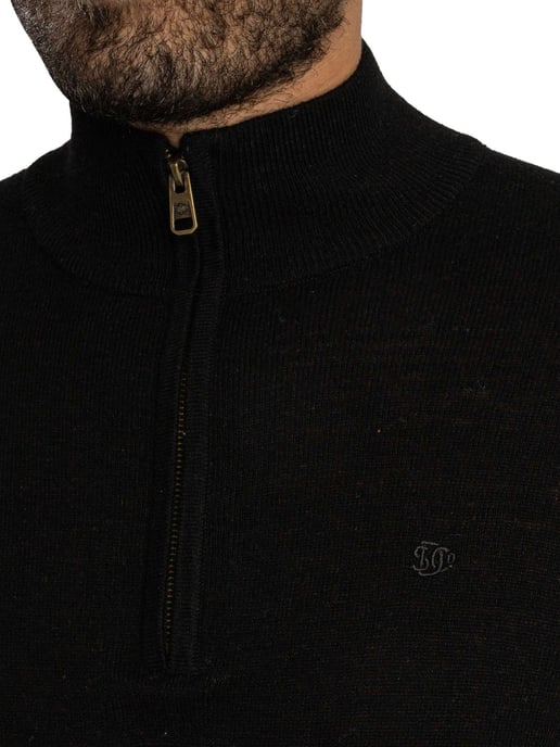 Superdry Ess LW Wollen Mix Gebreide Trui Met Halve Rits, Zwart - Image 4