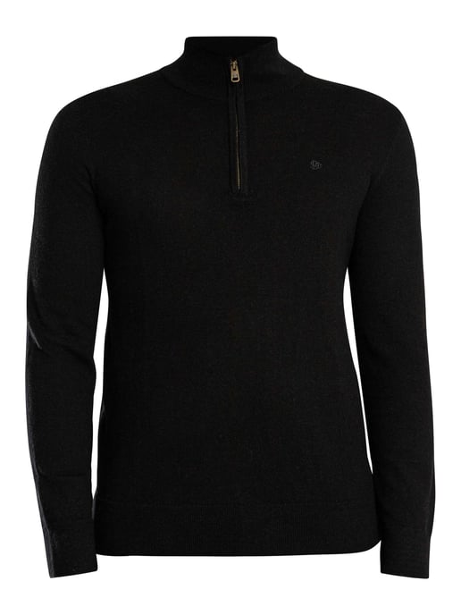 Superdry Ess LW Wollen Mix Gebreide Trui Met Halve Rits, Zwart - Image 5