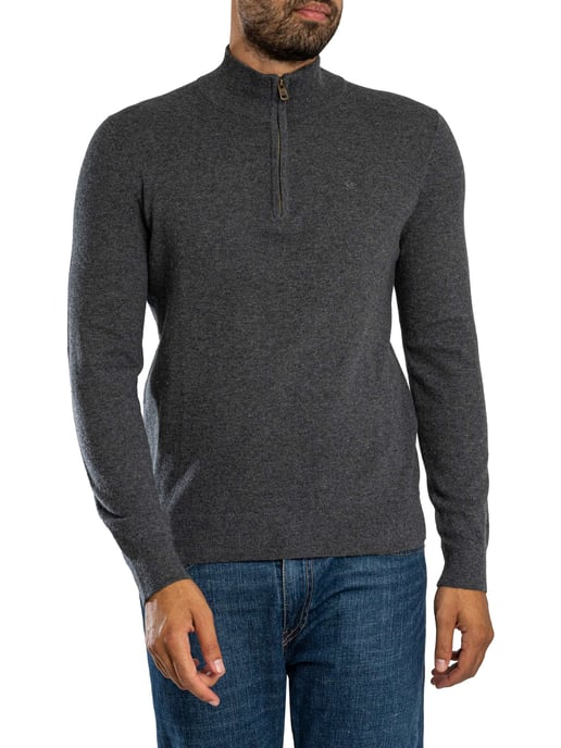 Superdry Ess LW Wollen Mix Gebreide Trui Met Halve Rits, Grijs - Image 2
