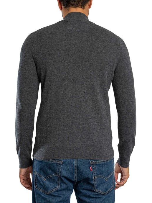 Superdry Ess LW Wollen Mix Gebreide Trui Met Halve Rits, Grijs - Image 3