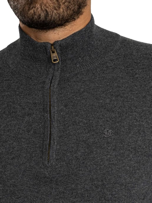 Superdry Ess LW Wollen Mix Gebreide Trui Met Halve Rits, Grijs - Image 4