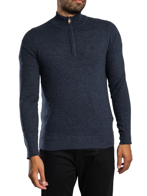 Superdry Ess LW Wollen Mix Gebreide Trui Met Halve Rits, Blauw - Image 2