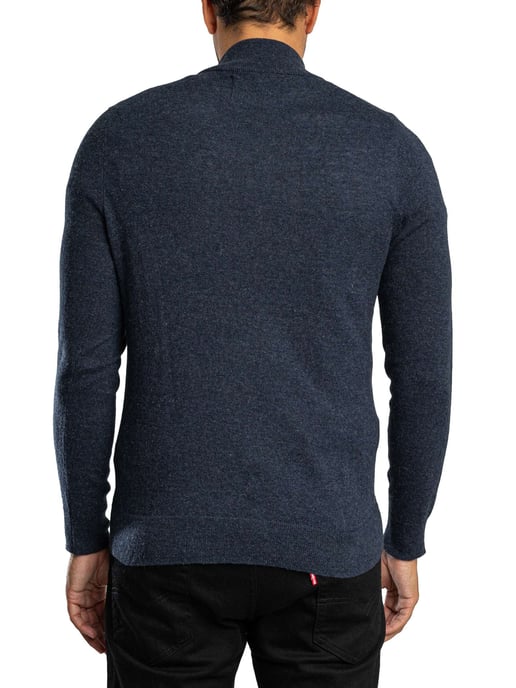 Superdry Ess LW Wollen Mix Gebreide Trui Met Halve Rits, Blauw - Image 3