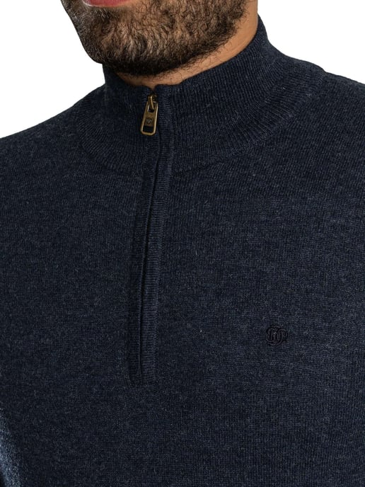 Superdry Ess LW Wollen Mix Gebreide Trui Met Halve Rits, Blauw - Image 4