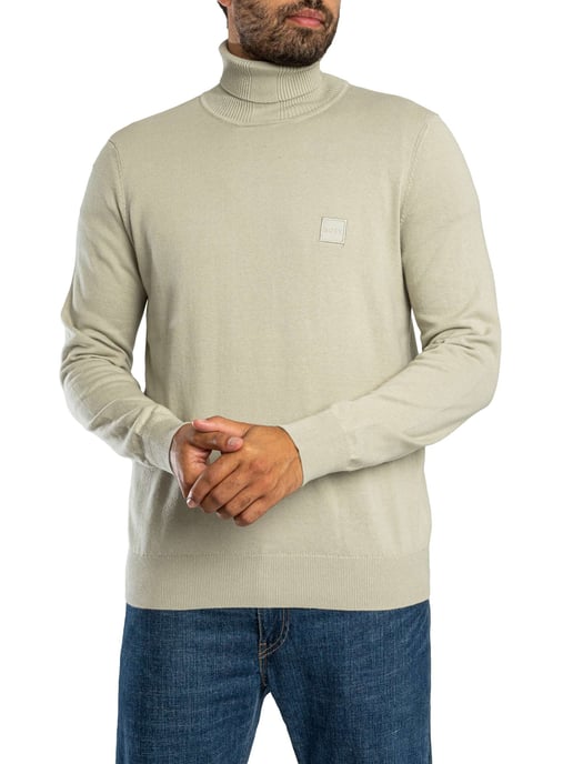 BOSS Akiro Coltrui Gebreide Trui, Beige - Image 2