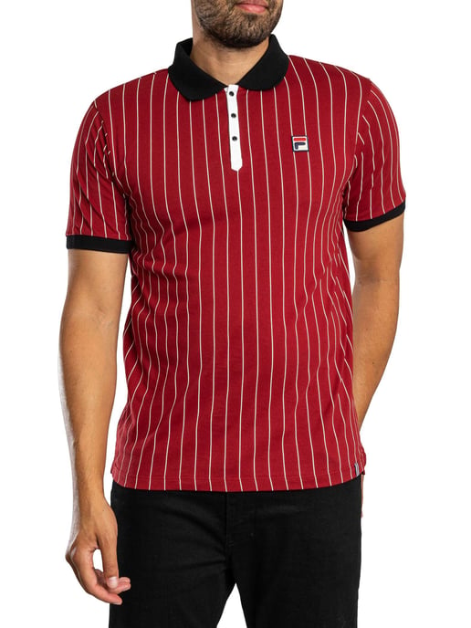 Fila BB1 Klassiek Vintage Gestreept Poloshirt, Rood - Image 1