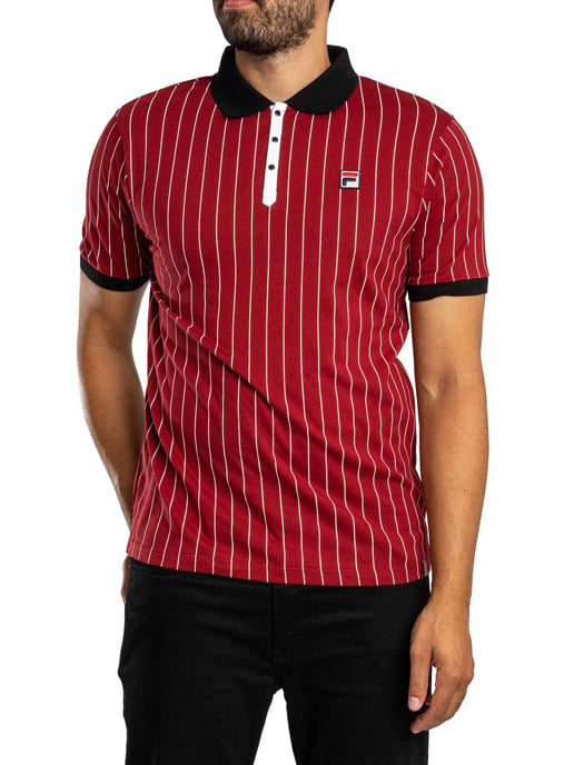Fila BB1 Klassiek Vintage Gestreept Poloshirt, Rood - Image 2