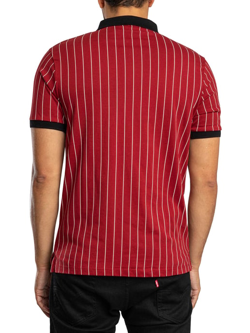 Fila BB1 Klassiek Vintage Gestreept Poloshirt, Rood - Image 3