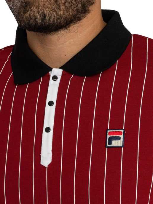 Fila BB1 Klassiek Vintage Gestreept Poloshirt, Rood - Image 4