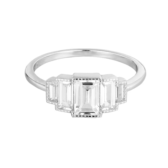 Sterling Silver Baguette CZ Cluster Ring - Image 1