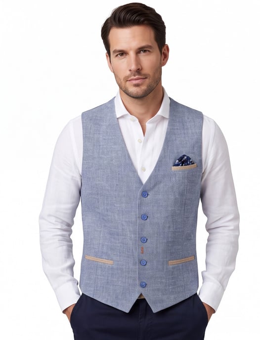 A Fish Named Fred gemeleerd gilet blauw normale fit - Image 1