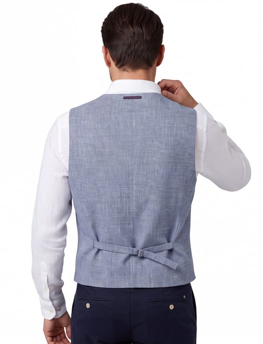A Fish Named Fred gemeleerd gilet blauw normale fit - Image 2