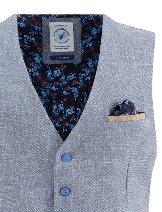 A Fish Named Fred gemeleerd gilet blauw normale fit - Image 3