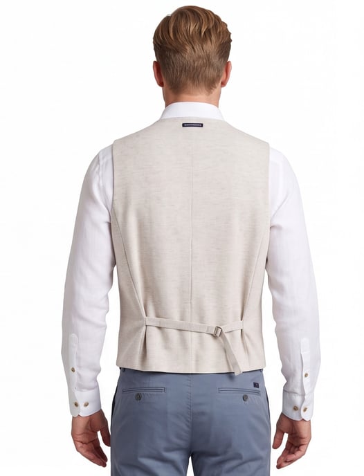 A Fish Named Fred gilet creme geruit normale fit - Image 2