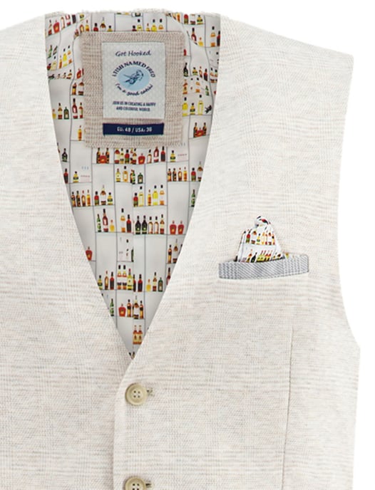 A Fish Named Fred gilet creme geruit normale fit - Image 3
