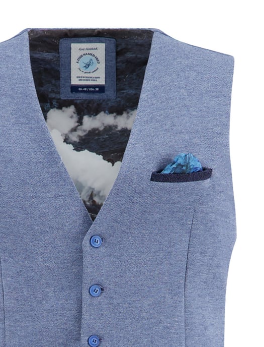 A Fish Named Fred gilets blauw gemeleerd normale fit - Image 3