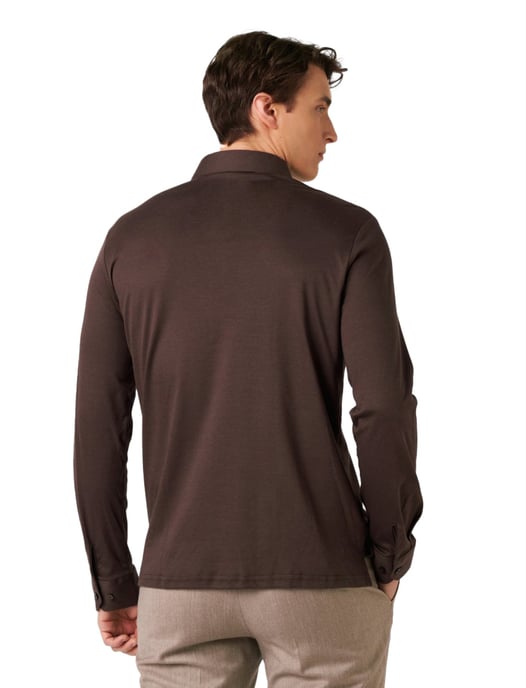 Poloshirt Desoto Regular Fit bruin lange mouw - Image 2