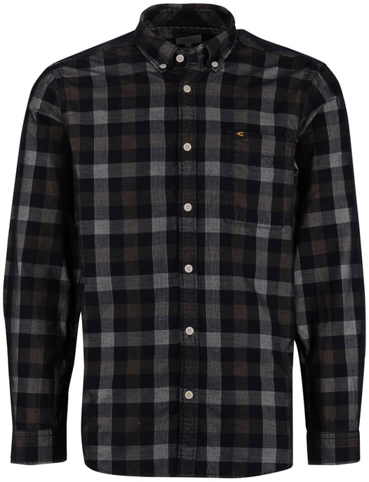Camel Active Overhemd bruin wit geruit button-down collar - Image 1