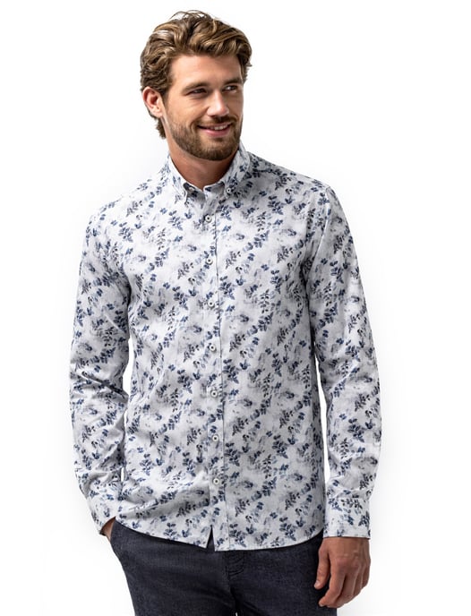 Overhemd State of Art blauw, overhemd grijsblauw geprint - Image 1