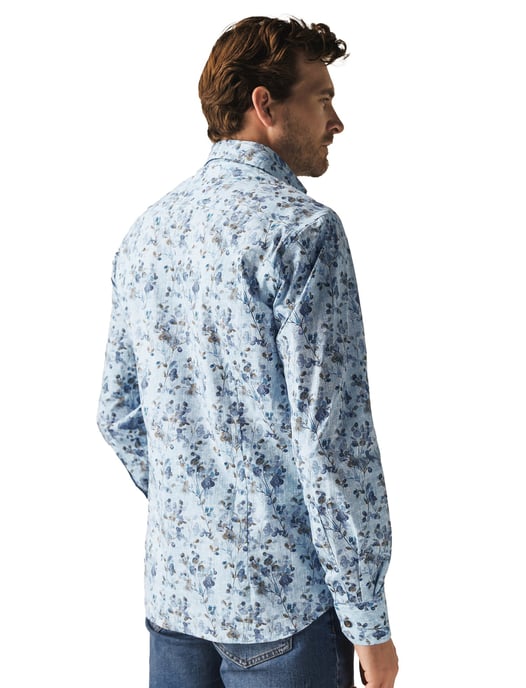 katoenen overhemd State of Art wijde fit blauw print - Image 2