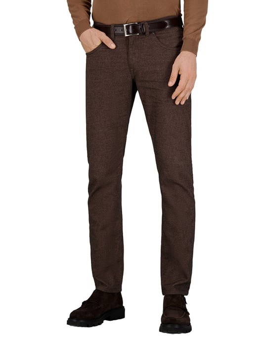 pantalon katoen Gardeur bruin effen 5 pocket - Image 1
