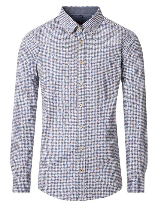 modieus blauw geprint Casa Moda casual fit overhemd - Image 1