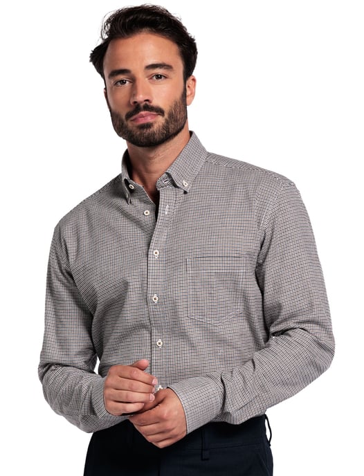 Giordano overhemd katoen bruin geprint normale fit - Image 1