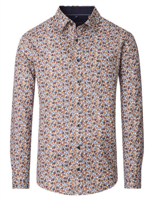 Casa Moda overhemd oranje katoen geprint wijde fit - Image 1