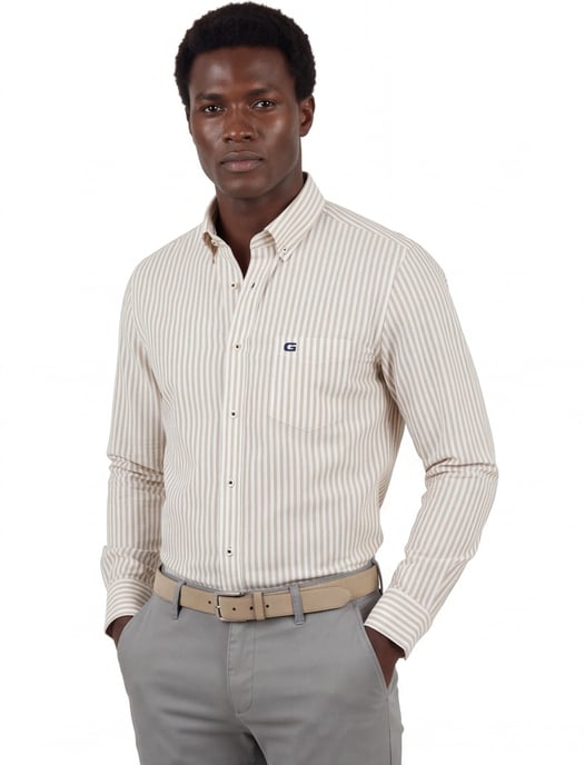 Giordano katoenen overhemd beige - Image 1