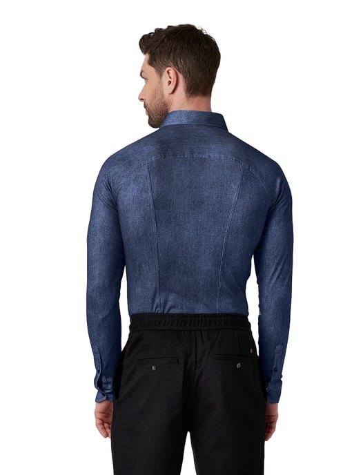 Desoto overhemd blauw gemêleerd Casual Kent katoen - Image 2