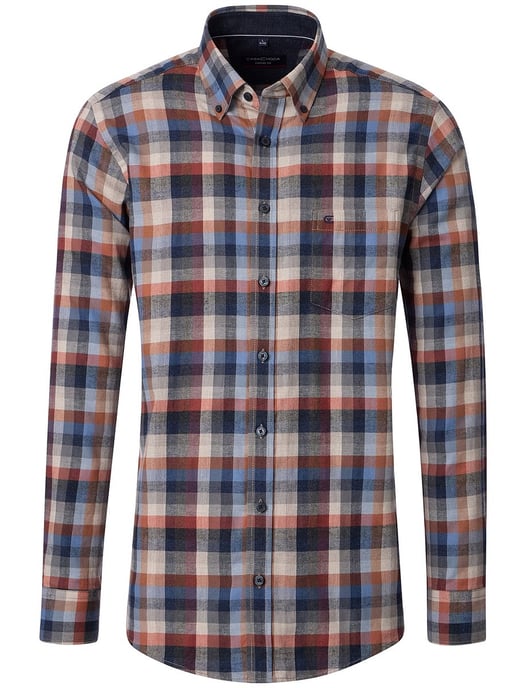 casual overhemd Casa Moda grijs blauw katoen - Image 1
