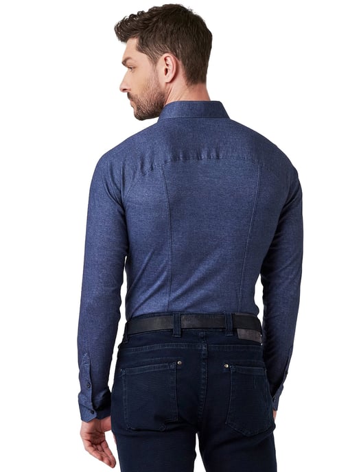 Desoto Casual Kent overhemd navy gemêleerd 100% katoen - Image 2