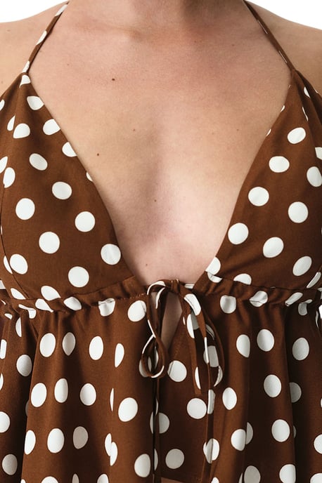 Polka Dot Halter Bikini Top With Ruffle - Image 6