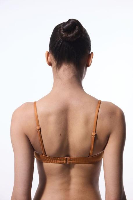 Effen Gebreide Bralette Bikini Top Met Ribbons Detail - Image 2