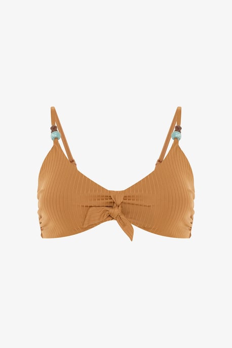 Effen Gebreide Bralette Bikini Top Met Ribbons Detail - Image 6