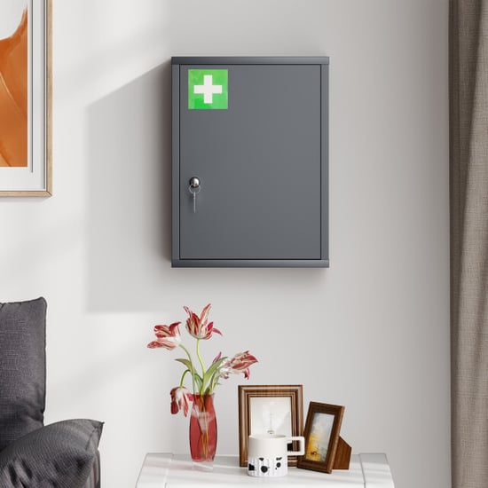 4goodz Medicijnkastje metaal ehbo-kastje met slot 15x40x53 cm - - Image 3
