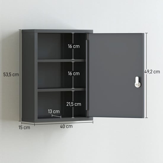 4goodz Medicijnkastje metaal ehbo-kastje met slot 15x40x53 cm - - Image 6